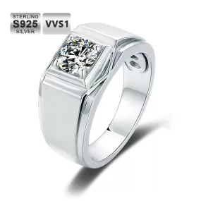 1.0 Carats VVS1 Moissanite Men Ring