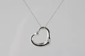 16.5" Tiffany & Co. Elsa Peretti 0.04ctw Diamond Open Heart Necklace (9.60g.)