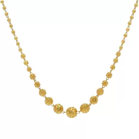 22K Yellow Gold Fancy Chain W/ Ascending Gold Shambala Beads, 12.1 grams