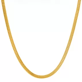 22K Yellow Gold Rounded Wheat Link Chain, 26 inches