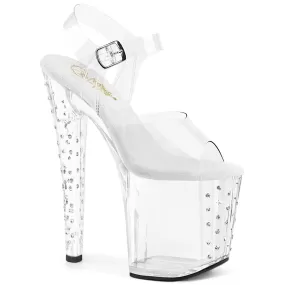 8 Inch Heel ENCHANT-708RS Clear Rhinestone