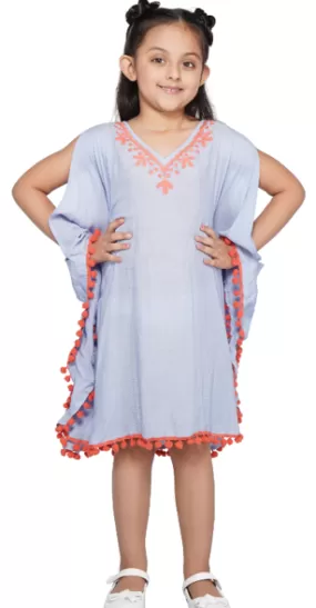 America & Beyond Periwinkle Orange Detail Cover-Up