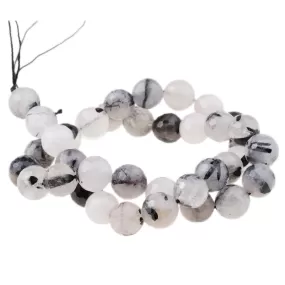 Black Tourmalinated Quartz 10mm Faceted Round - 15-16 Inch - CLEARANCE