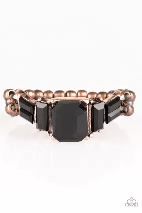 Born To Rule Copper and Black Rhinestone Ring - Paparazzi Accessories