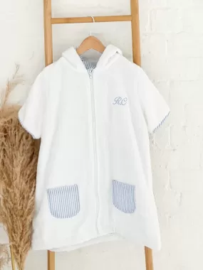 Boys Baby Blue Stripe Towelling Coverup