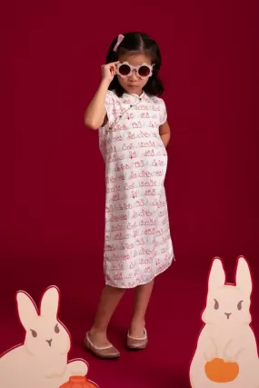 Cheongsam - White Bunnies In A Row