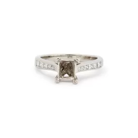 Ladies Platinum Princess Diamond Semi Mount Engagement Ring