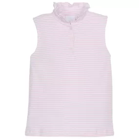 Little English - Sleeveless Hastings Polo - Pink Stripe