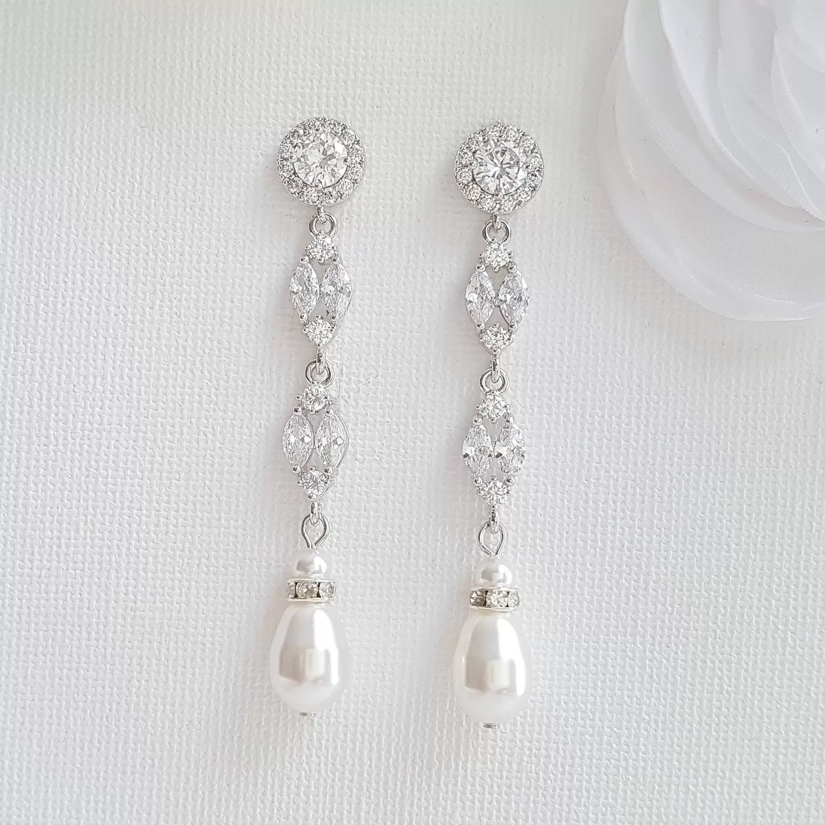 Long Pearl Drop Earrings-Hayley