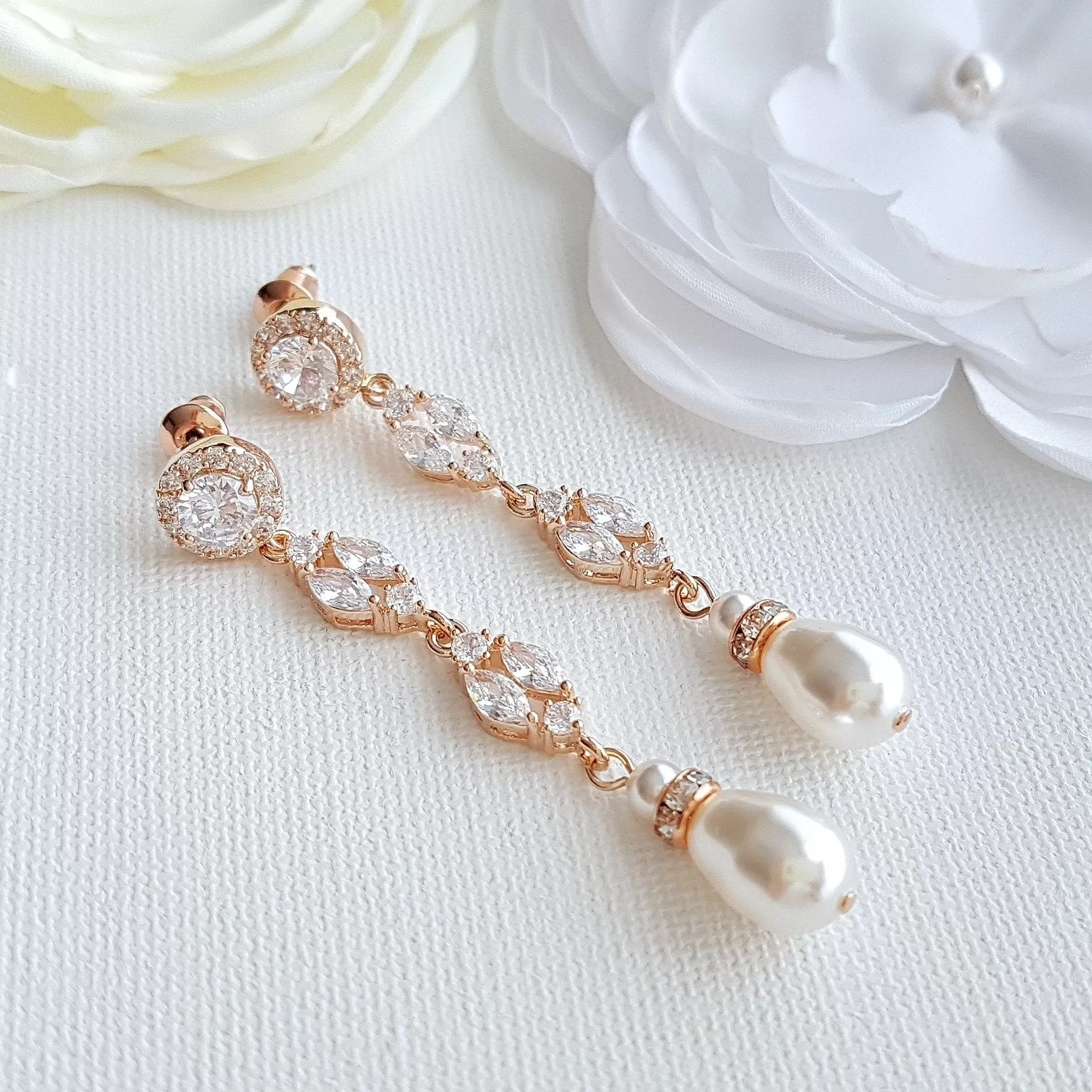 Long Pearl Drop Earrings-Hayley