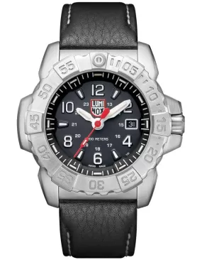 Luminox Navy Seal Steel Mens - Stainless Steel - Date - Black Leather Strap -200