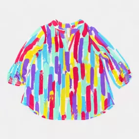 Multi Watercolor Striped Lizzy Top [NO RETURNS]