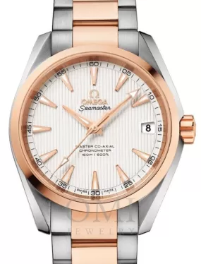 OMEGA SEAMASTER AQUA TERRA 150M MASTER CO-AXIAL CHRONOMETER 38.5MM STAINLESS STEEL RED GOLD SILVER DIAL 231.20.39.21.02.001 WITH STEEL RED GOLD BRACELET