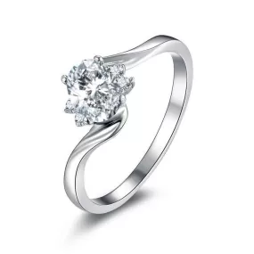 Oval Cut Bypass 925 Sterling Silver Solitaire Ring