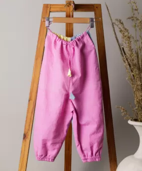 Pastel multicolor cotton color block pant