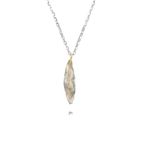 Simple Wild Larger Feather Necklace 925 Silver with 14K Gold plated