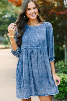 Taking It Easy Navy Blue Babydoll Dress