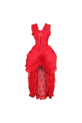 Top Drawer Steel Boned Red Lace Victorian Bustle Corset Dress