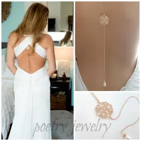 Wedding Back Necklace in Rose Gold-Sadie